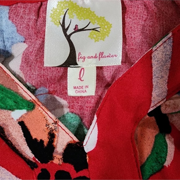 Anthropologie x fig & flower floral farm ruffle lantern sleeve peasant dress L‎ - Picture 6 of 9